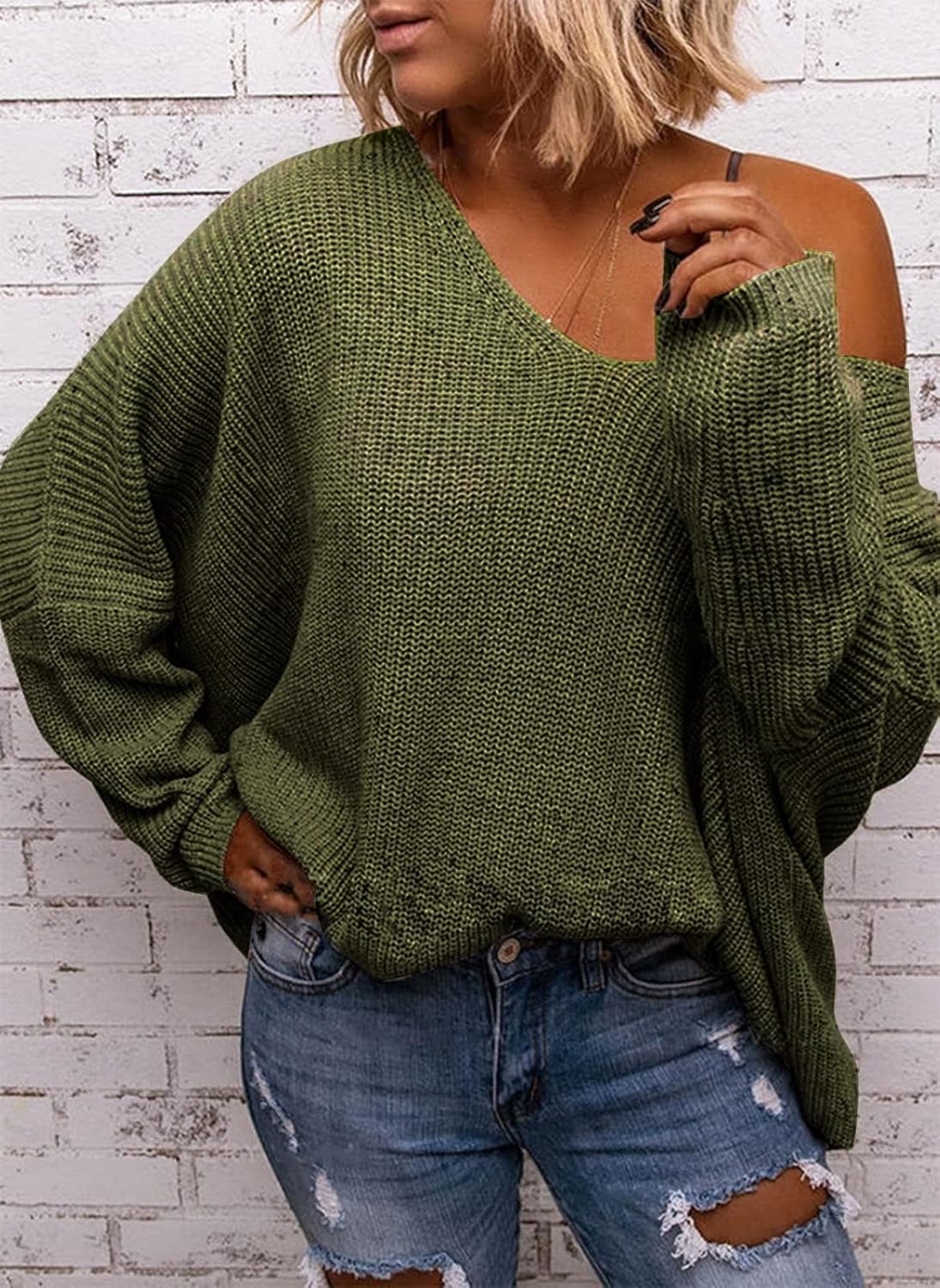 Thumbnail 1 de BZB V Neck Oversized Knit Pullover