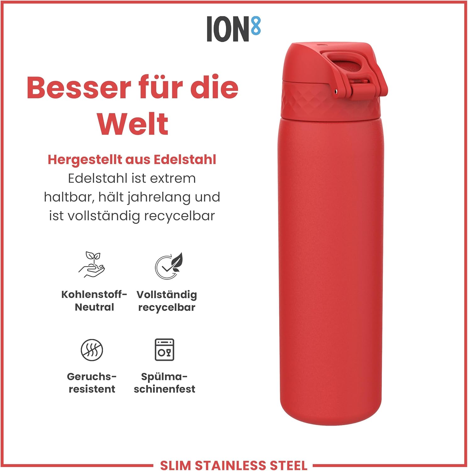 Thumbnail 4 de ION8 Leichtstahl-Trinkflasche, 600 ml – nicht isoliert, auslaufsicher, spülmaschinenfest