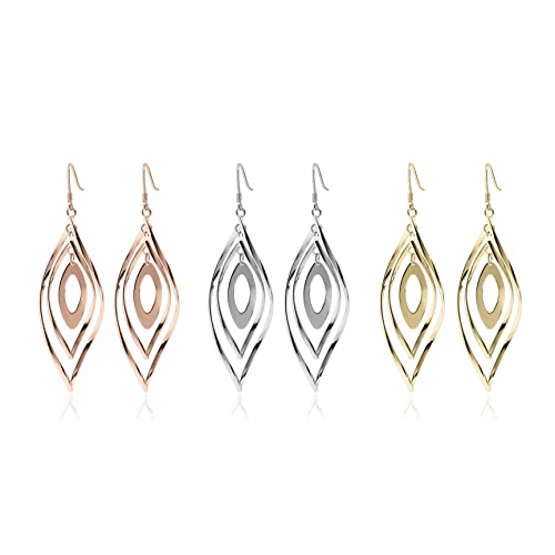 Detalle de Meissa Orecchini pendenti geometrici 925 Oro rosa – Gioielli ipoallergenici per donna