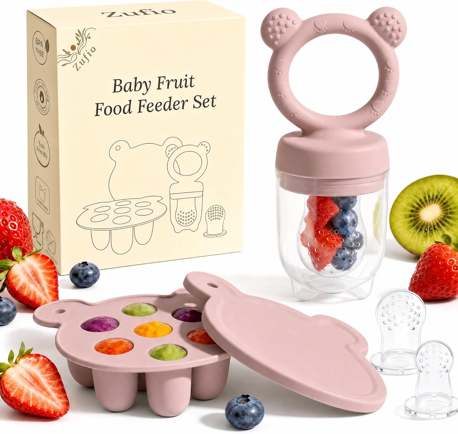 Thumbnail 6 de Silicone Baby Fruit Feeder Pacifier & Popsicle Molds – Multi-Purpose Food Storage (Blue)