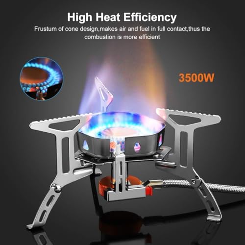 Detalle de Awroutdoor Gas Campingkocher 3500W – kompakter Gaskocher mit Piezozündung und winddichtem Design