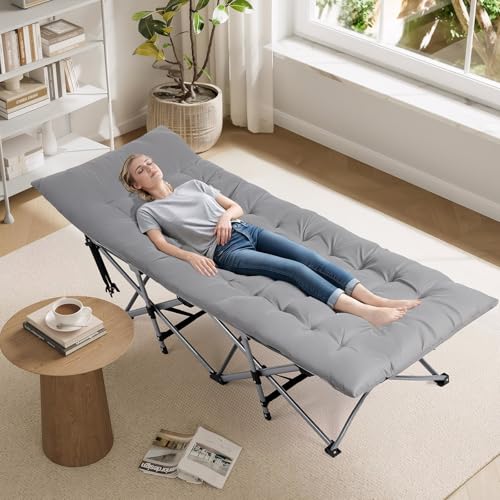 Thumbnail 7 de Bonnlo Feldbett klappbar mit Matratze – XXL Campingbett aus Stahlrahmen und Oxford-Gewebe, 190 × 71 × 36 cm, Grau
