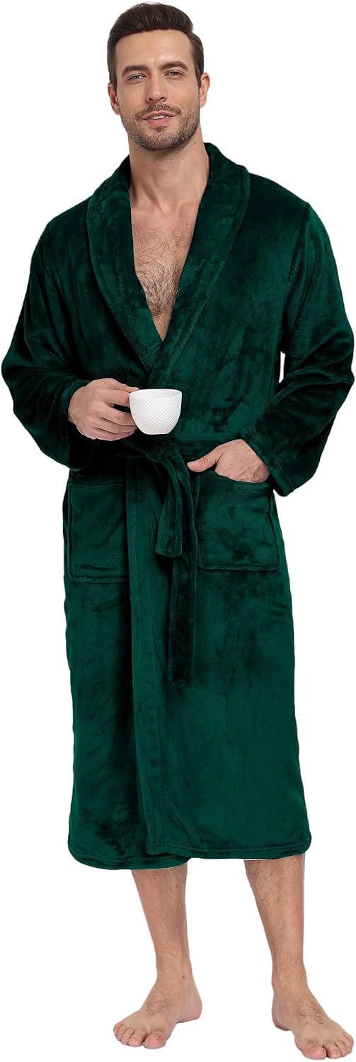 Detalle 2 de RONGTAI Mens Plush Long Robe — Soft, Warm Full-Length Bathrobe