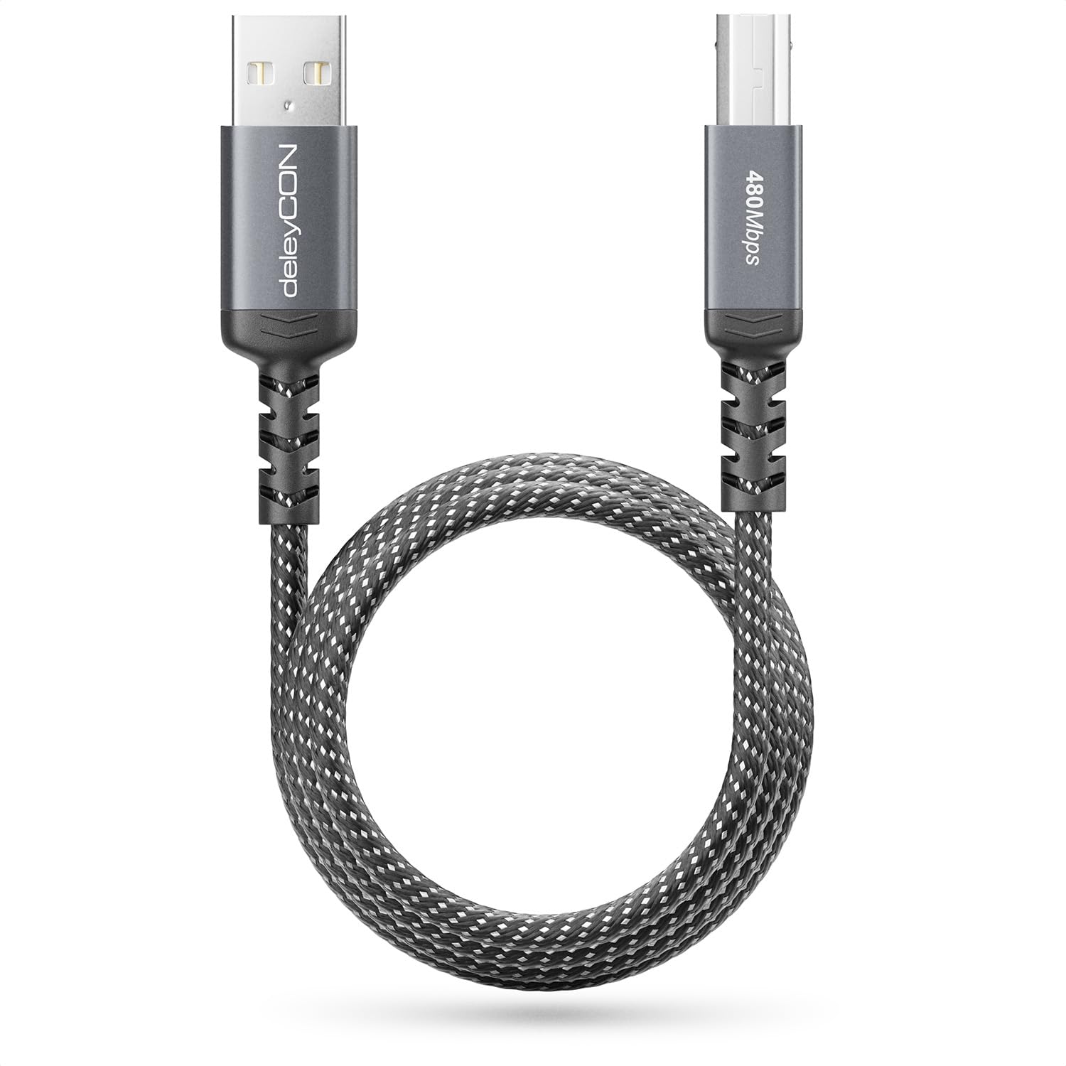 Detalle de deleyCON MK6540 USB 2.0 Printer Cable, 2 m Braided USB-A to USB-B