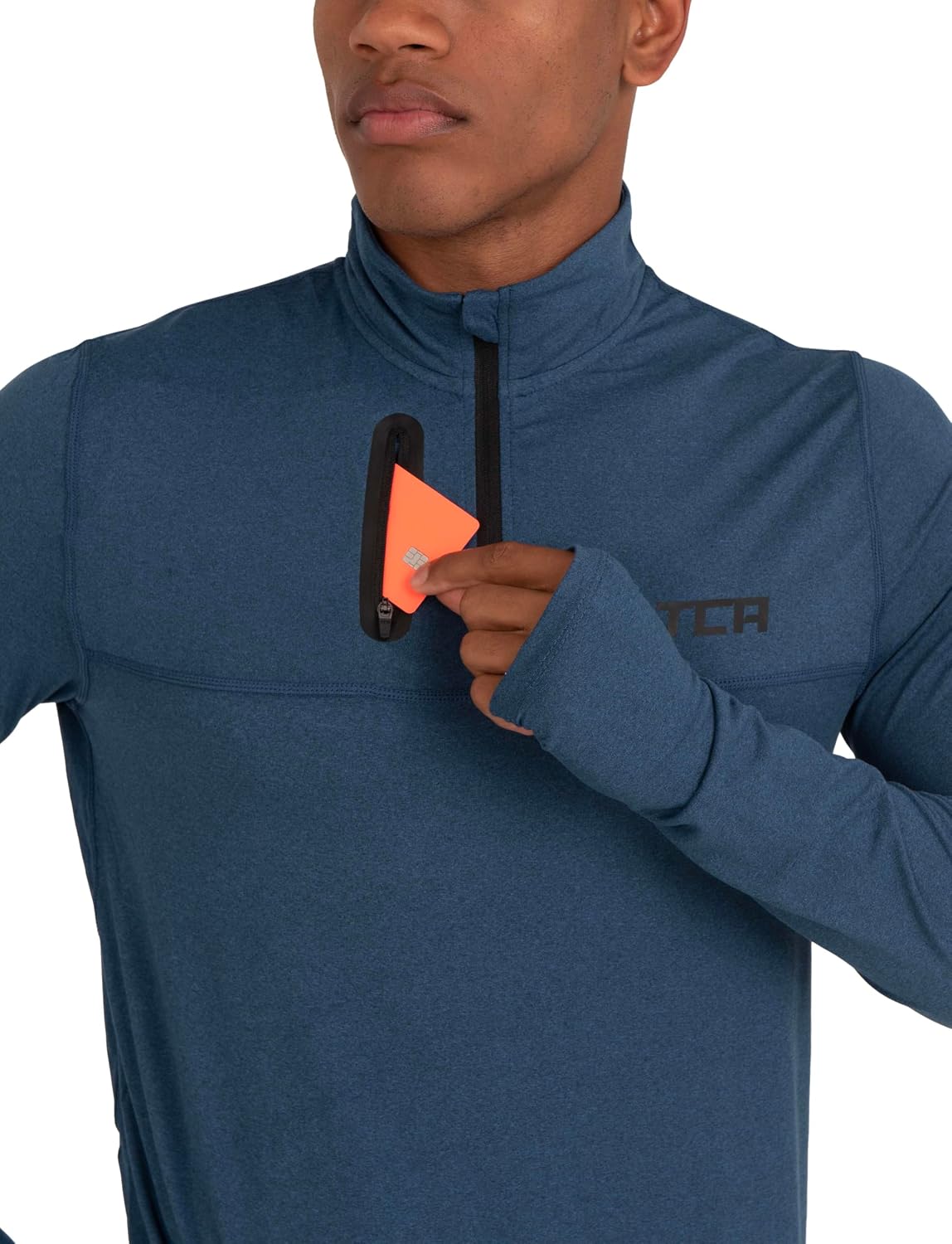 Detalle de TCA Haut Running Homme Hiver Quickdry Fusion Pro à fermeture mi-poitrine