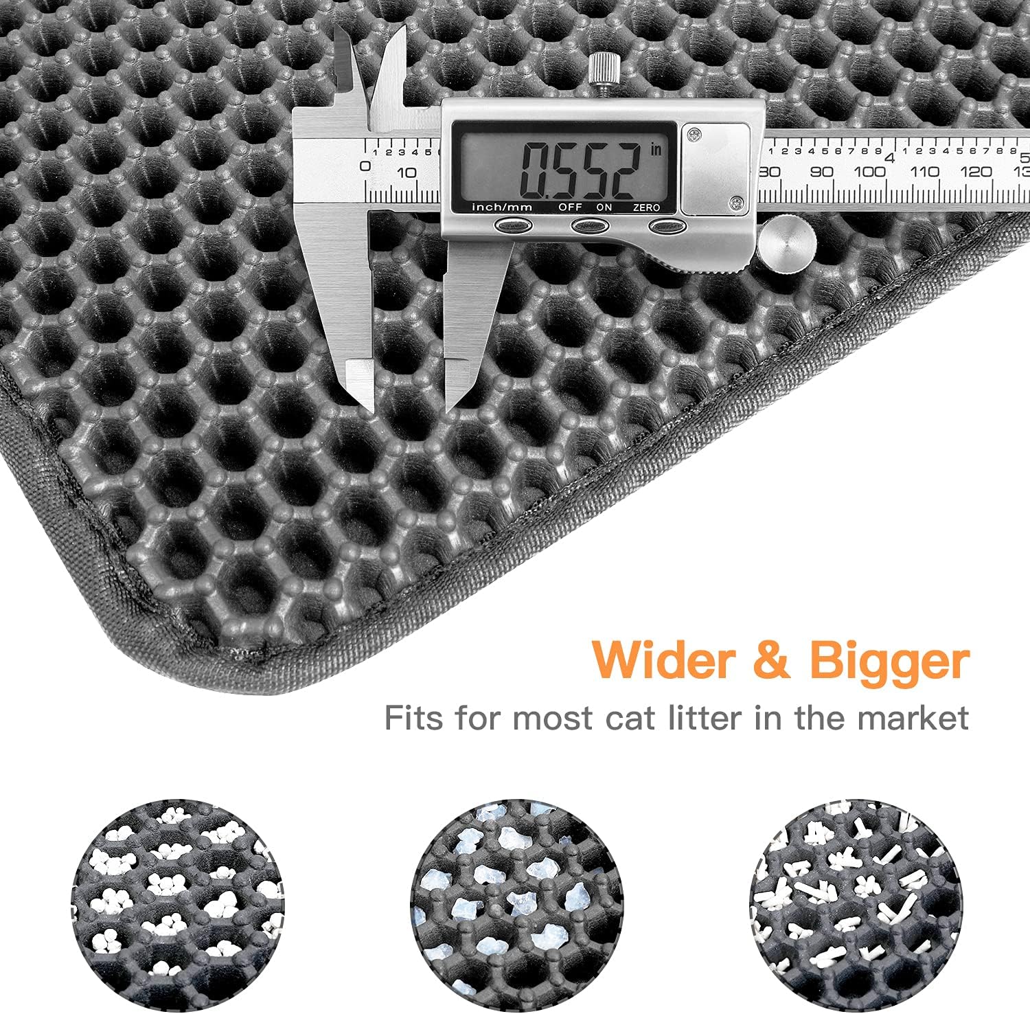 Detalle de Conlun Cat Litter Mat & Tray Mat (Honeycomb Double Layer, 60 x 46 cm) - Grey