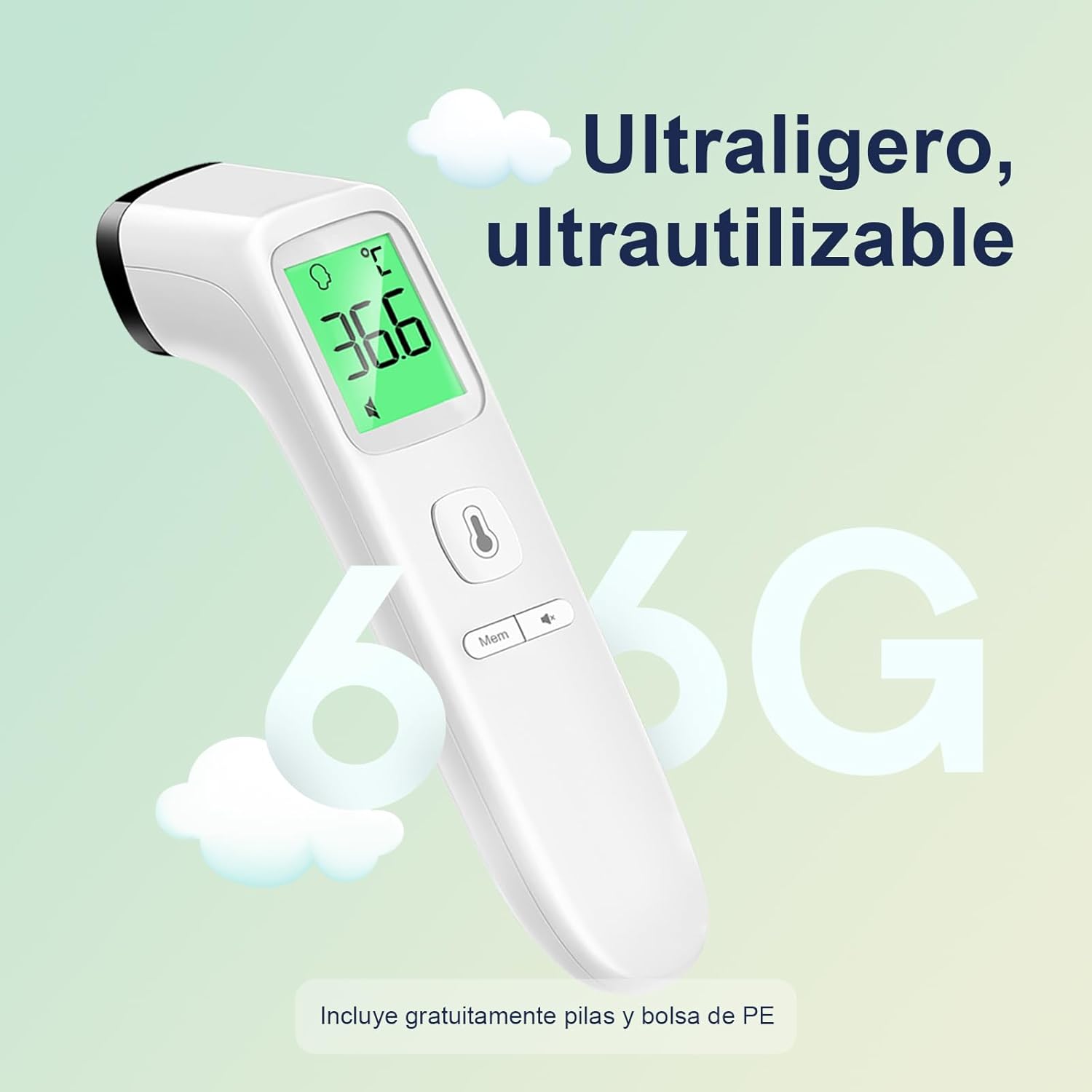 Thumbnail 6 de Viproud Termómetro infrarrojo sin contacto 35 registros