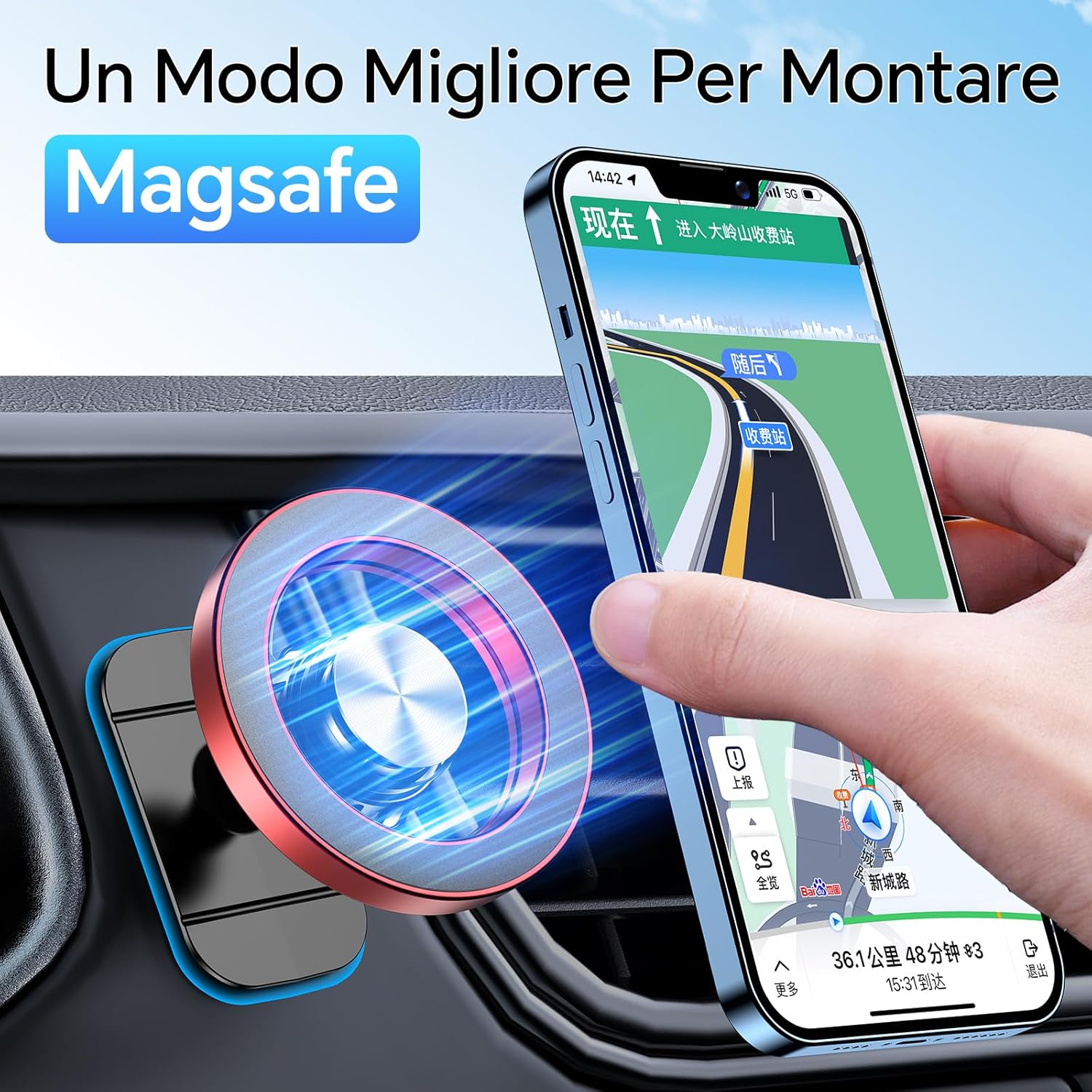 Thumbnail 2 de Coolpow Porta Cellulare Auto MagSafe Rosso