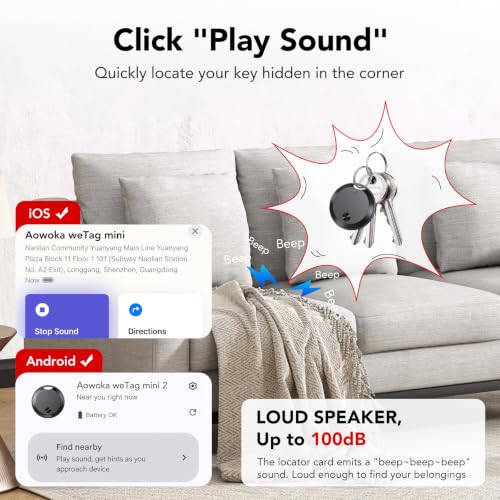 Detalle de 2026 Smart Tracker Tags di aowoka: localizzatore Bluetooth IP68, batteria sostituibile, Find My e Funzioni Trova
