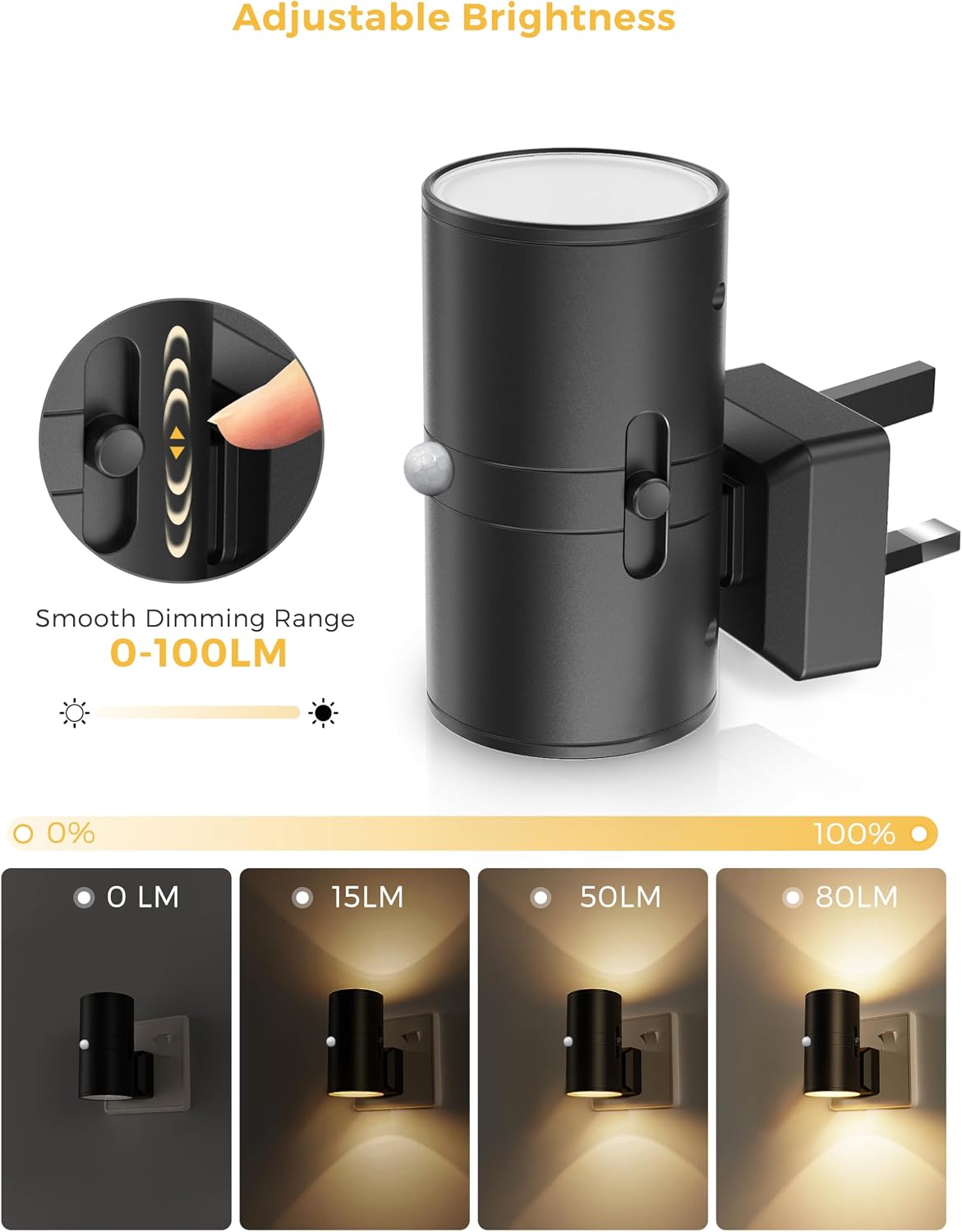 Detalle de LOHAS-LED Motion Sensor Night Light Plug-in (2 Pack) with 3 Modes and Dimmable Warm White