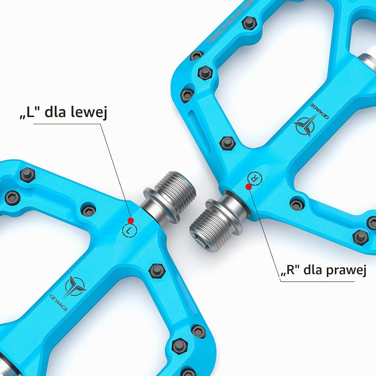 Detalle 1 de GEWAGE pedały platformowe MTB z nylonu, szeroka platforma i stalowe piny