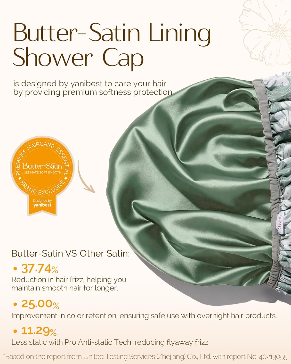 Thumbnail 2 de Yanibest Shower Cap for Women - Frizz Free Satin Lined, Waterproof, Large Double Layer Reusable with Soft Elastic Band