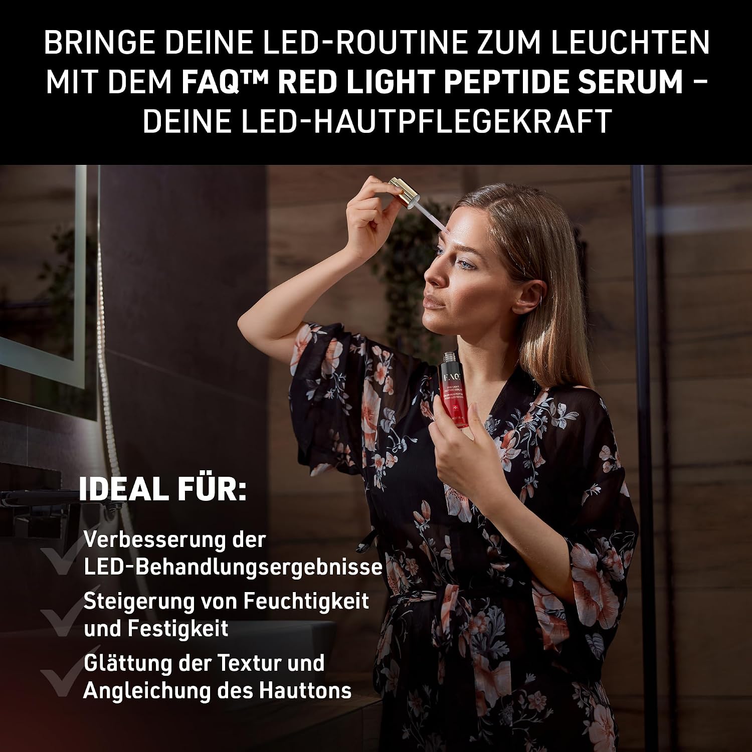 Thumbnail 1 de FAQ Rotes Licht Peptid-Serum mit Hyaluronsäure & Kollagen – lichtaktiviertes Serum für die Gesichtspflege