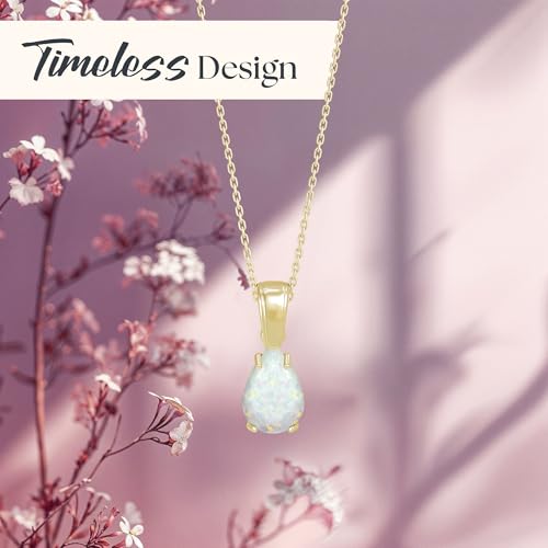 Detalle de ADITA GOLD White Opal Pendant Birthstone Necklace for Women, Gold Plated