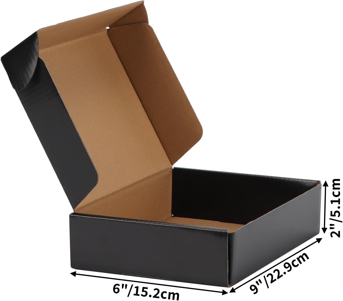 Detalle de HORLIMER Black Shipping Boxes 25 Pack (9x6x2 inch) – Corrugated Cardboard