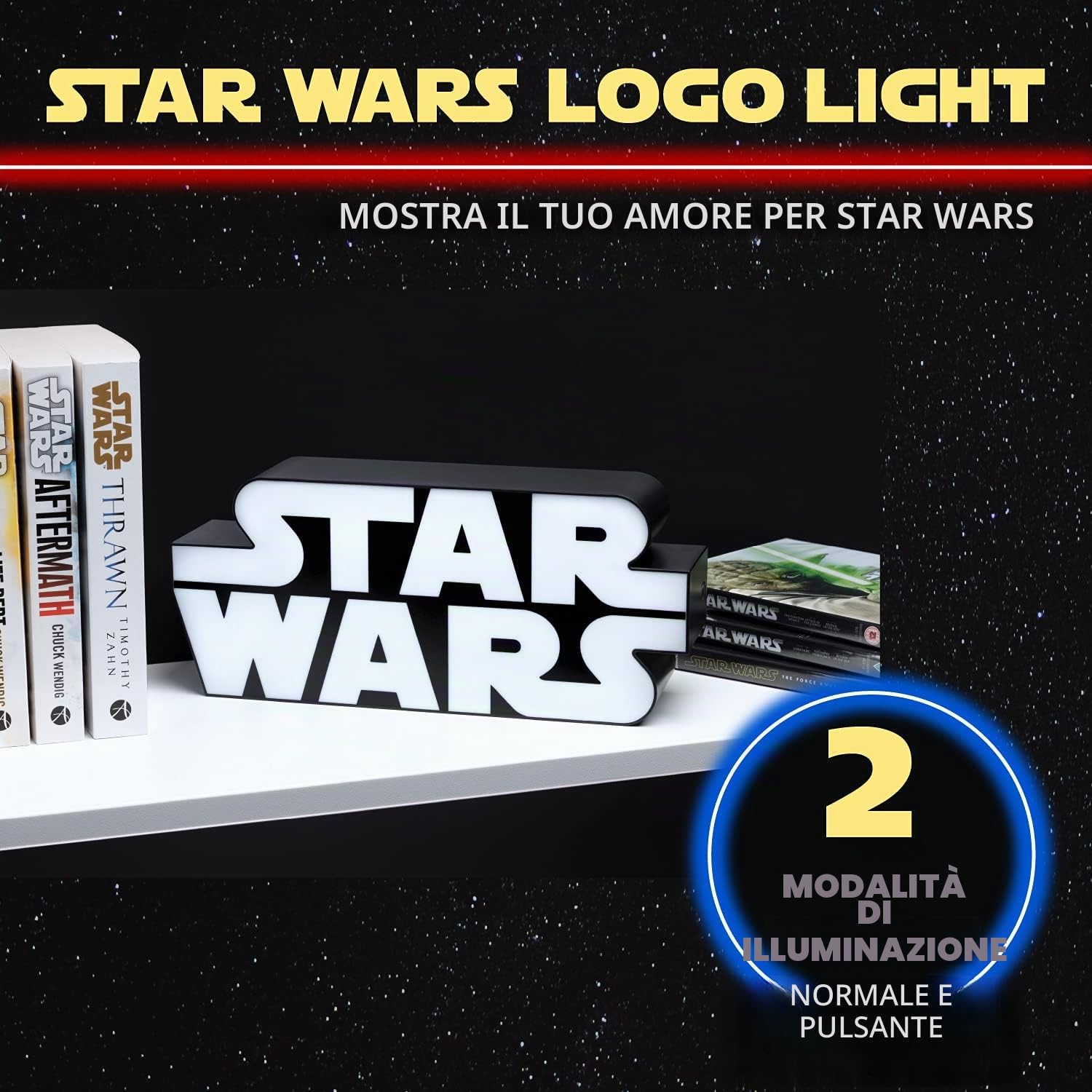 Detalle 2 de Paladone Star Wars Logo Luce | Illuminazione con licenza ufficiale