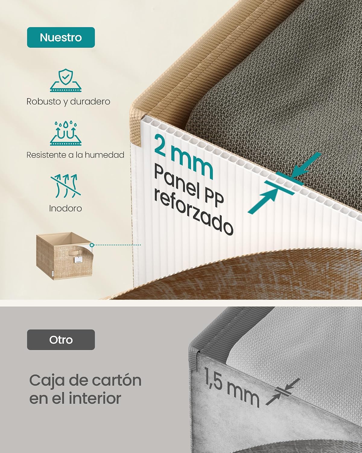 Detalle de SONGMICS ROB440K01 cajas plegables 40 x 30 x 24 cm