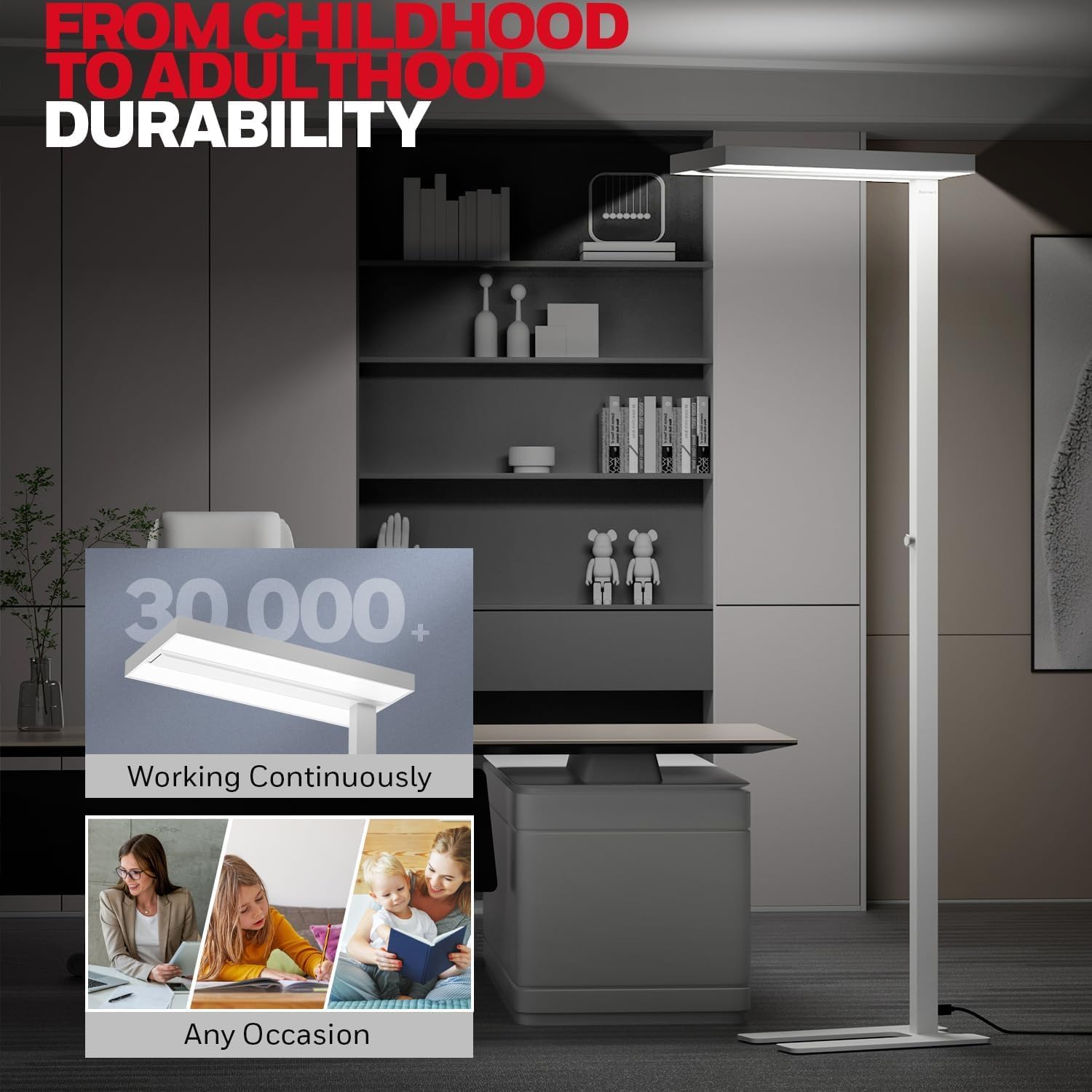 Detalle de Honeywell 155W LED Floor Lamp - 02E MAX Sunturalux Eye-Care Tall Standing Light
