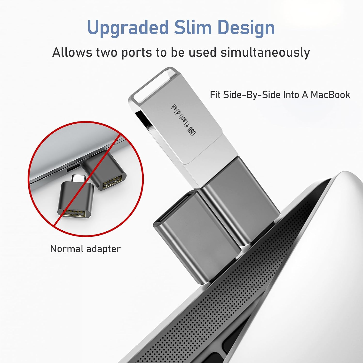 Detalle de Basesailor USB-C to USB Adapter 3-Pack: USB-C Male to USB-A Female OTG Converters