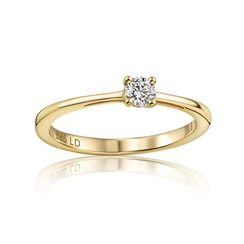 Detalle de Miore Bague de Fiançailles Solitaire en Or Jaune 14K (585) - Diamant de Laboratoire 0,15 Ct