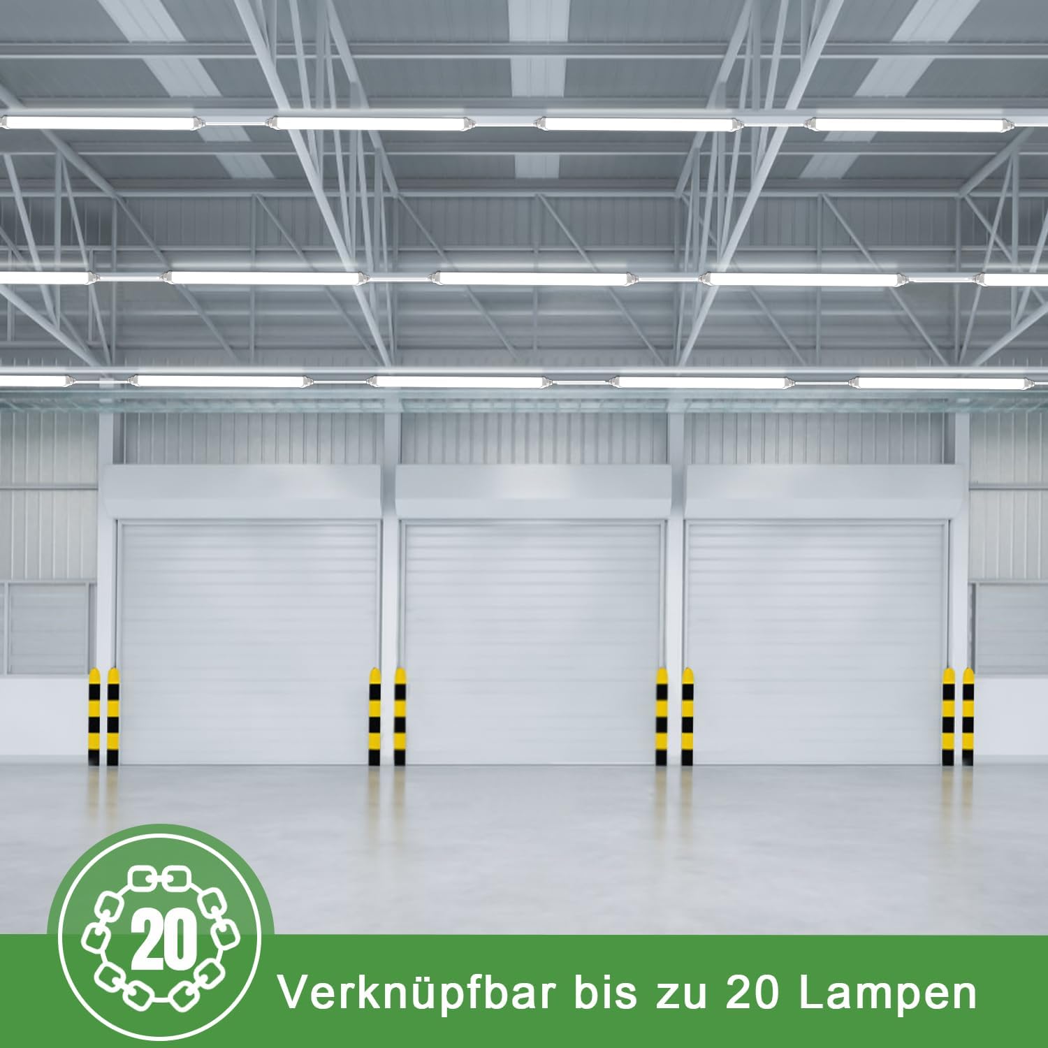 Detalle de TONFFI LED-Feuchtraumleuchte 60 cm (3er-Set), verknüpfbar, 4000K, IP65, 18 W