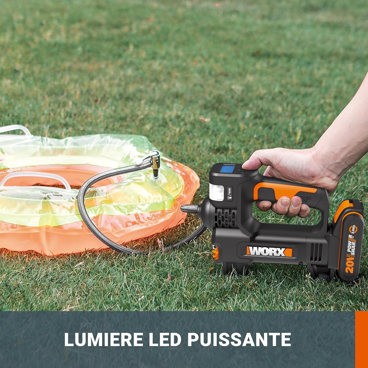 Thumbnail 4 de WORX Compresseur à Air Multifonction sans Fil 20V WX092.9 — 4 en 1, 150 PSI, lampe LED et mini-pompe portable