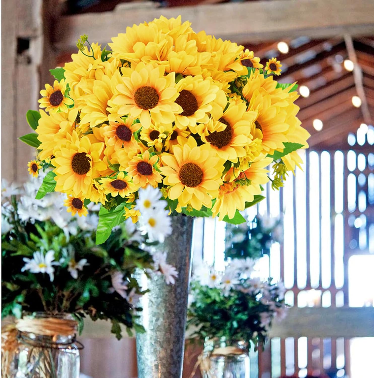 Thumbnail 6 de Luabue 6er Set Kunstblumen Sonnenblumen (32 cm) für Vase & Tischdeko