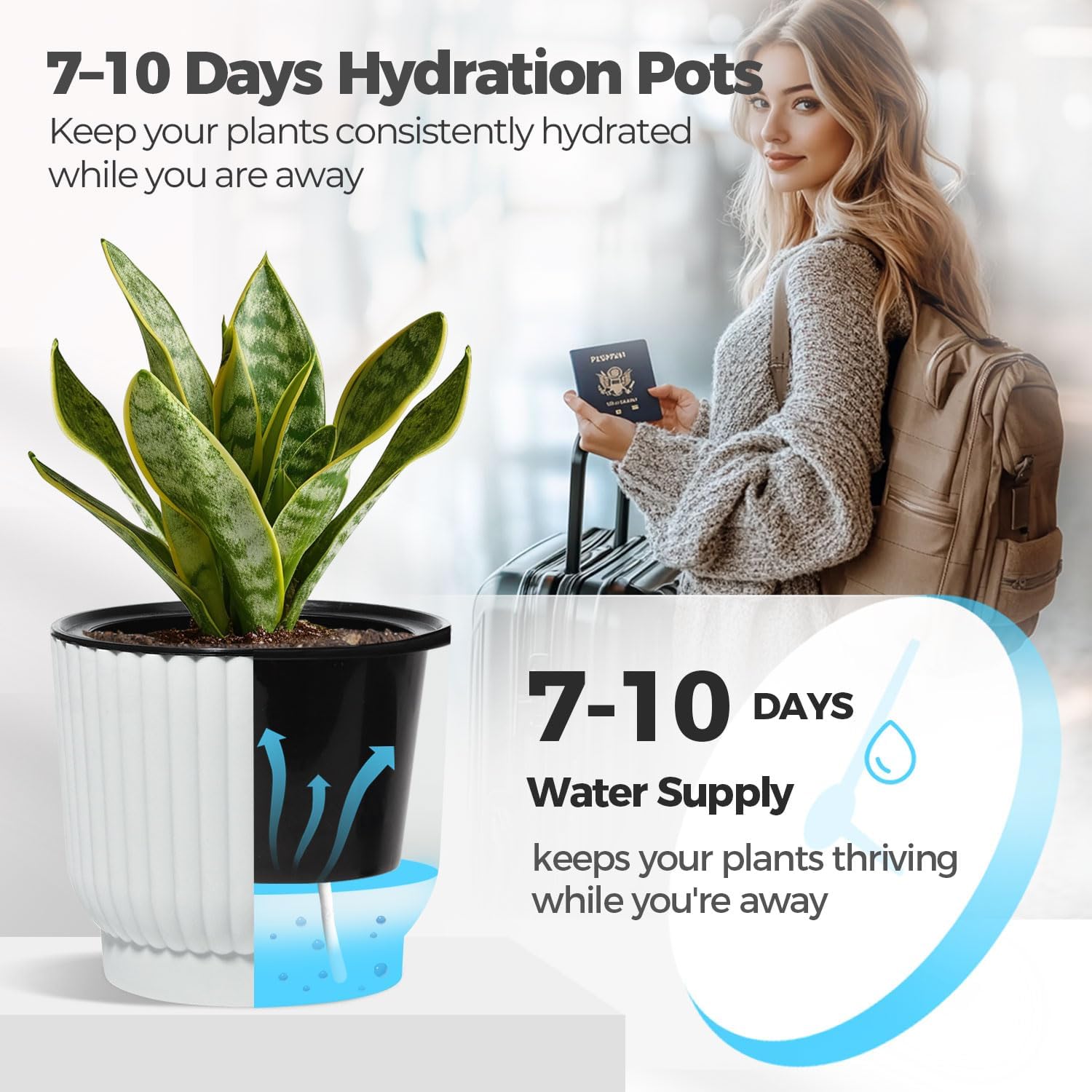 Detalle 2 de T4U 15cm Self-Watering Plant Pots 6 Pack