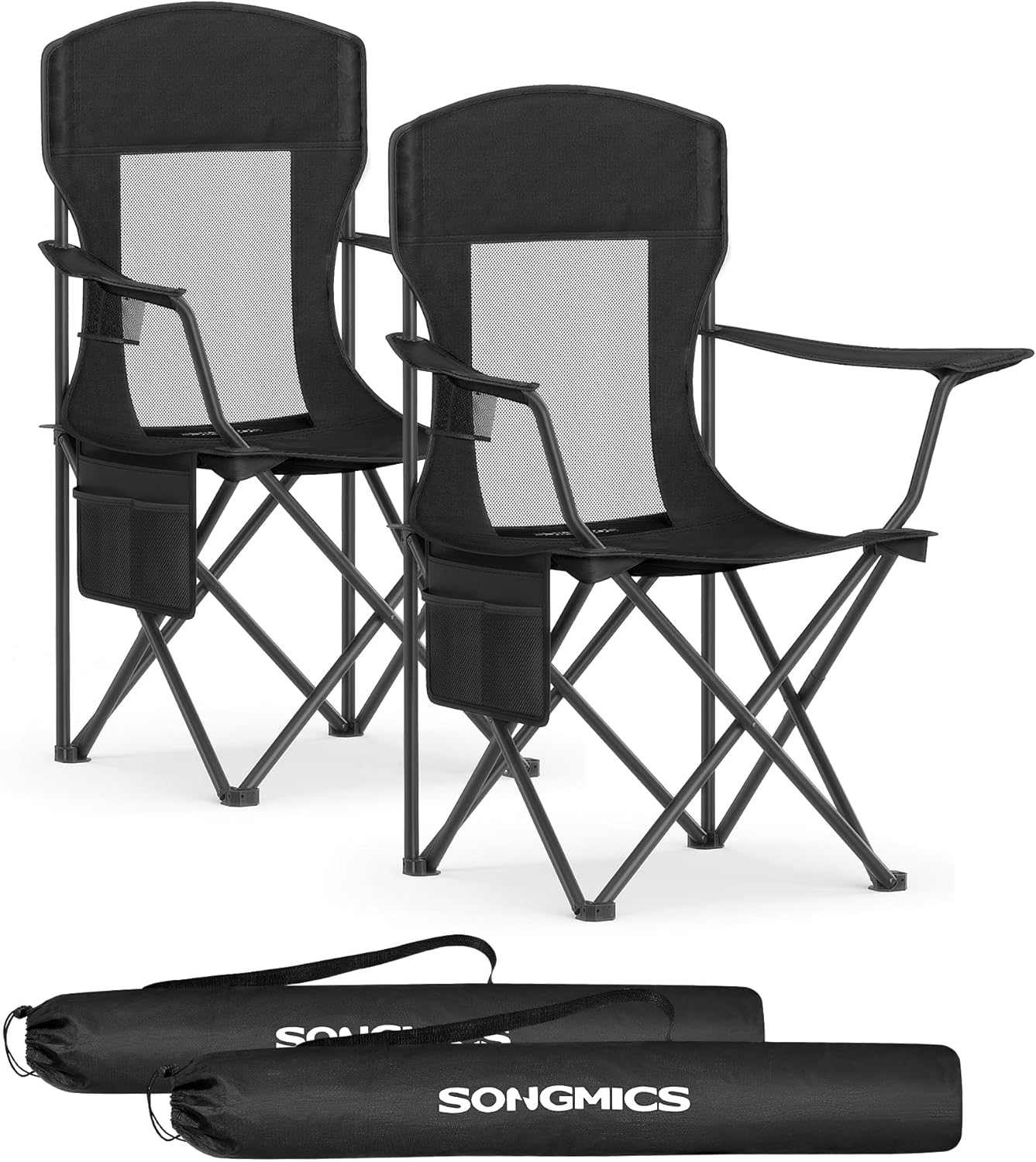 Thumbnail 6 de SONGMICS Chaises de Camping Respirantes (Lot de 2) – Chaises pliantes avec dossier haut et accoudoirs réglables, gris ardoise GCB028G01
