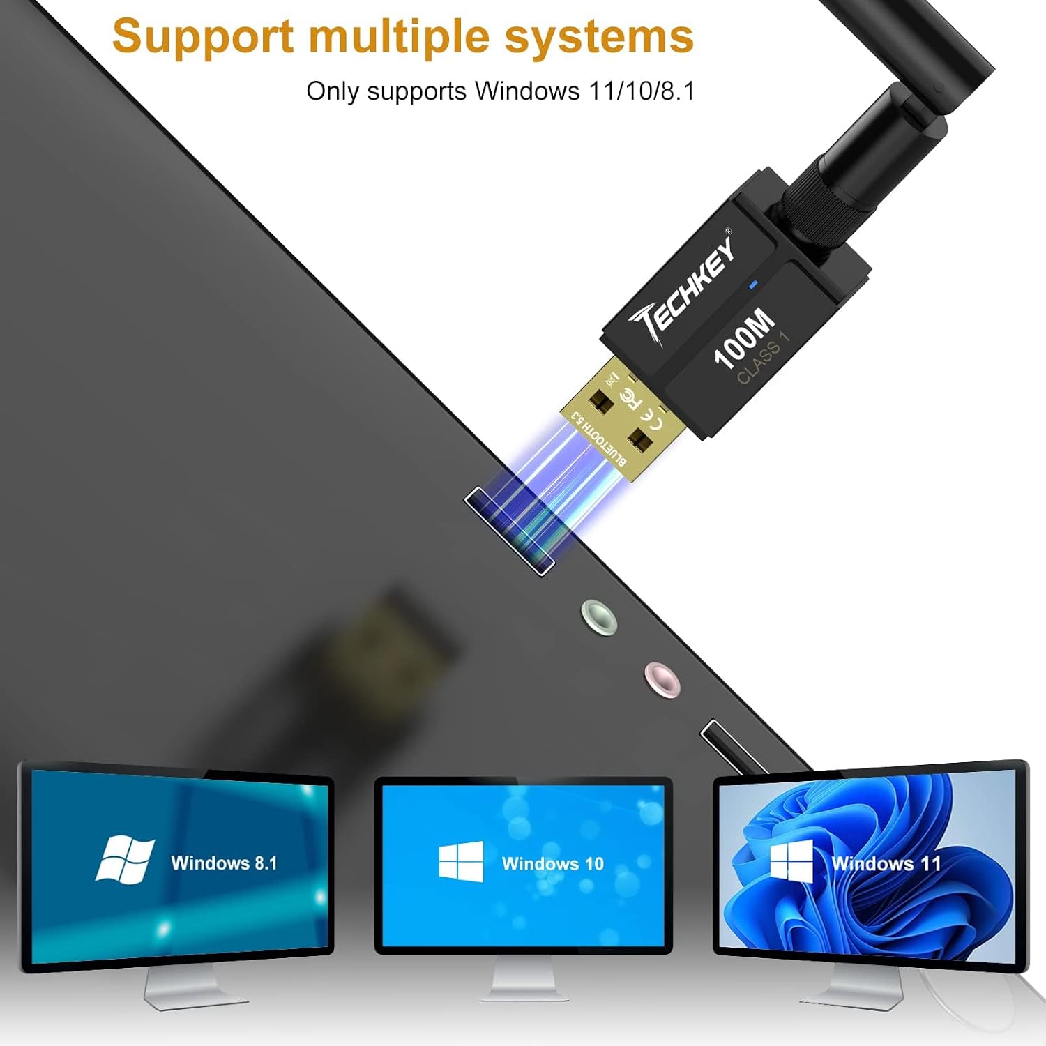 Thumbnail 6 de Techkey Black-5.3-1 USB Bluetooth 5.3 Adapter, Class 1, 300 ft Range