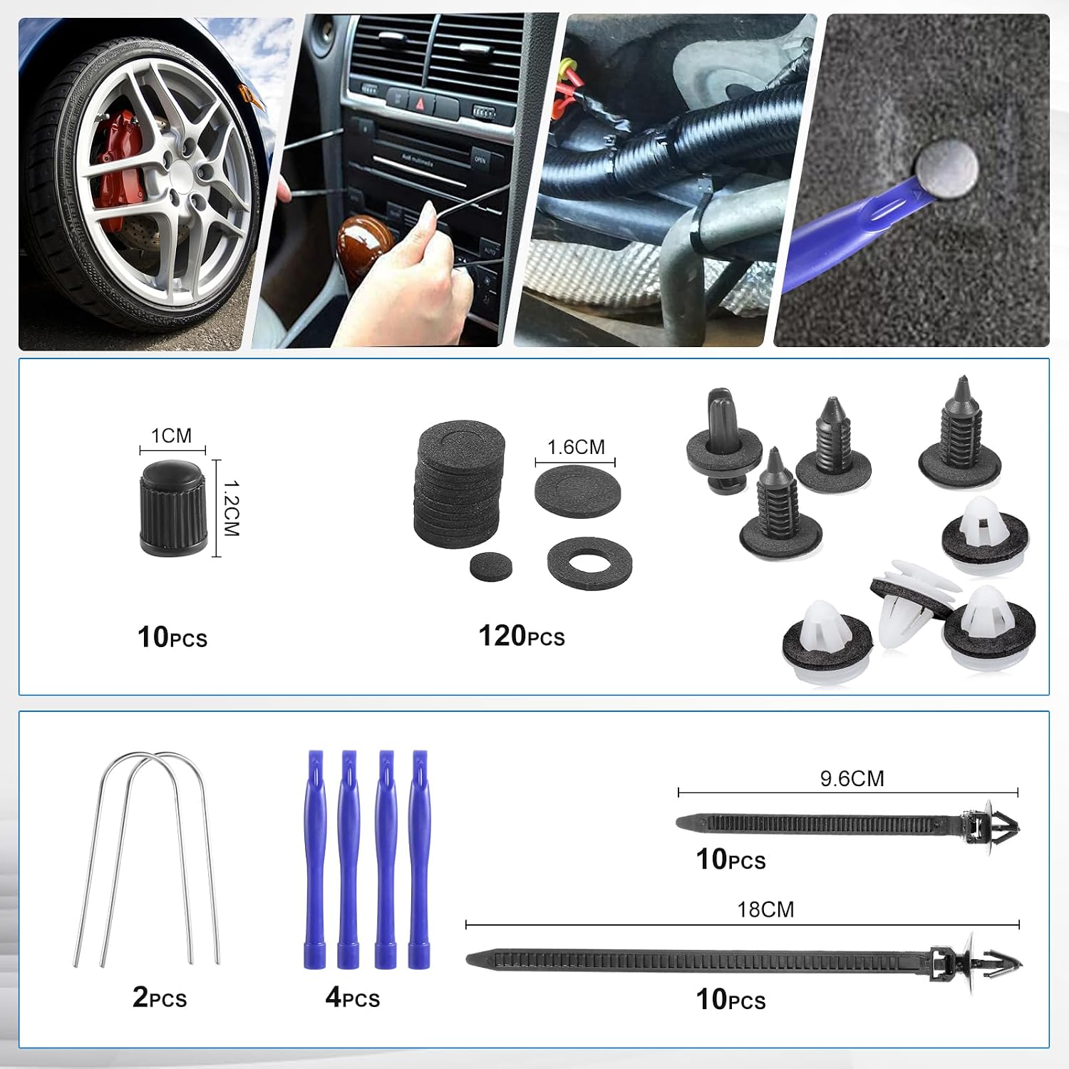 Thumbnail 6 de Uolor 342 Pièces Outils De DéMontage De Garnitures — Kit clips et outils pour garnitures intérieures et extérieures