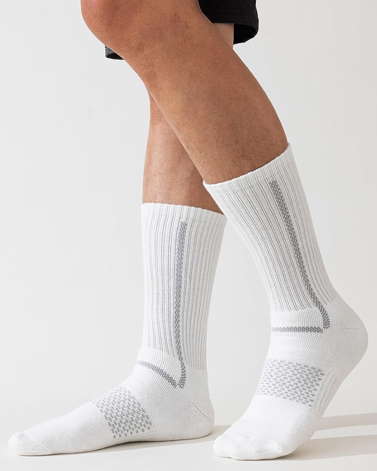Detalle 2 de Niorasen Men's Cotton Crew Work Socks — Cushioned, Moisture-Wicking for Hiking, Running, and Work