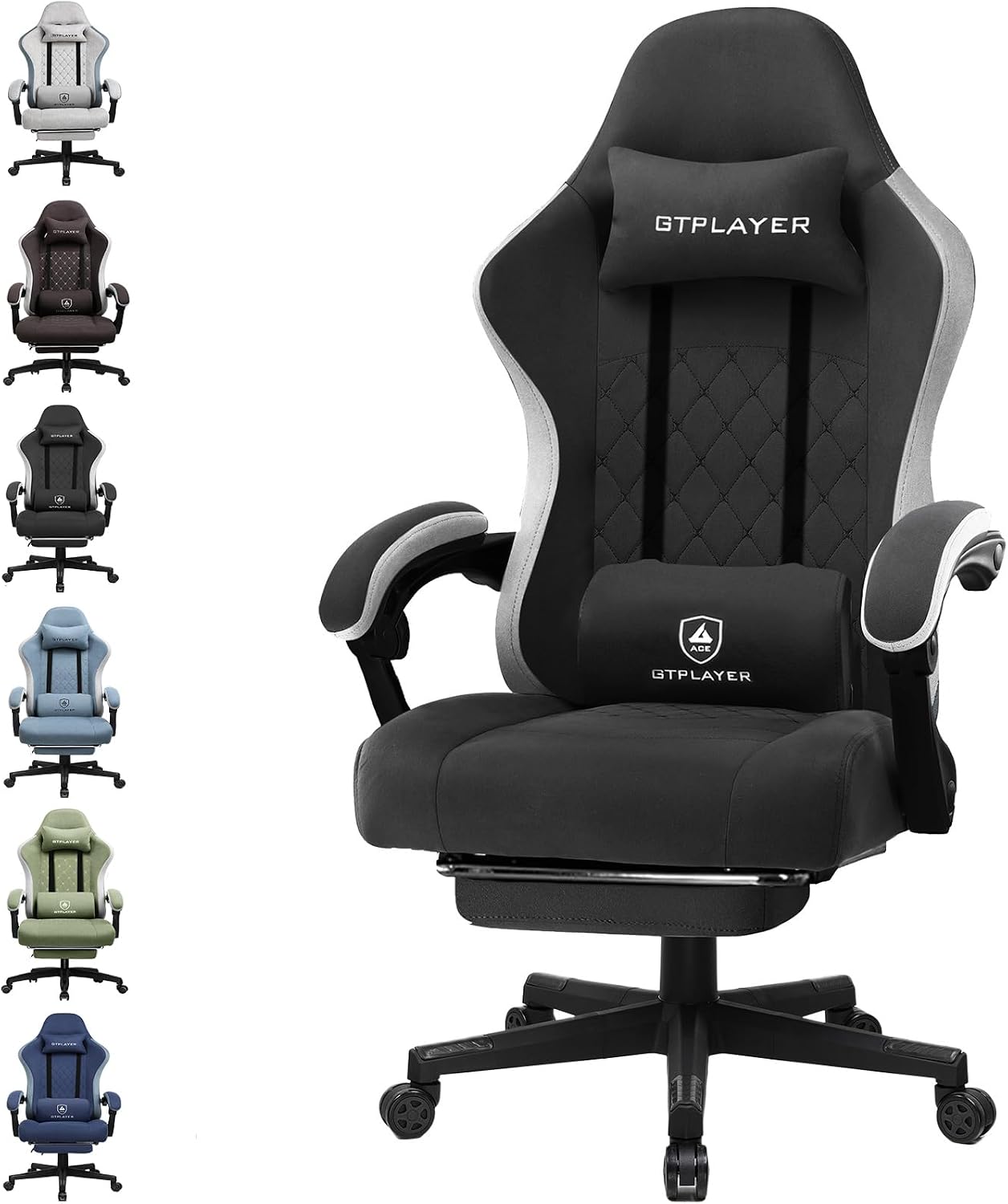 Detalle de GTPLAYER LR002 Gaming Chair with Reclining Backrest, Footrest and Armrests