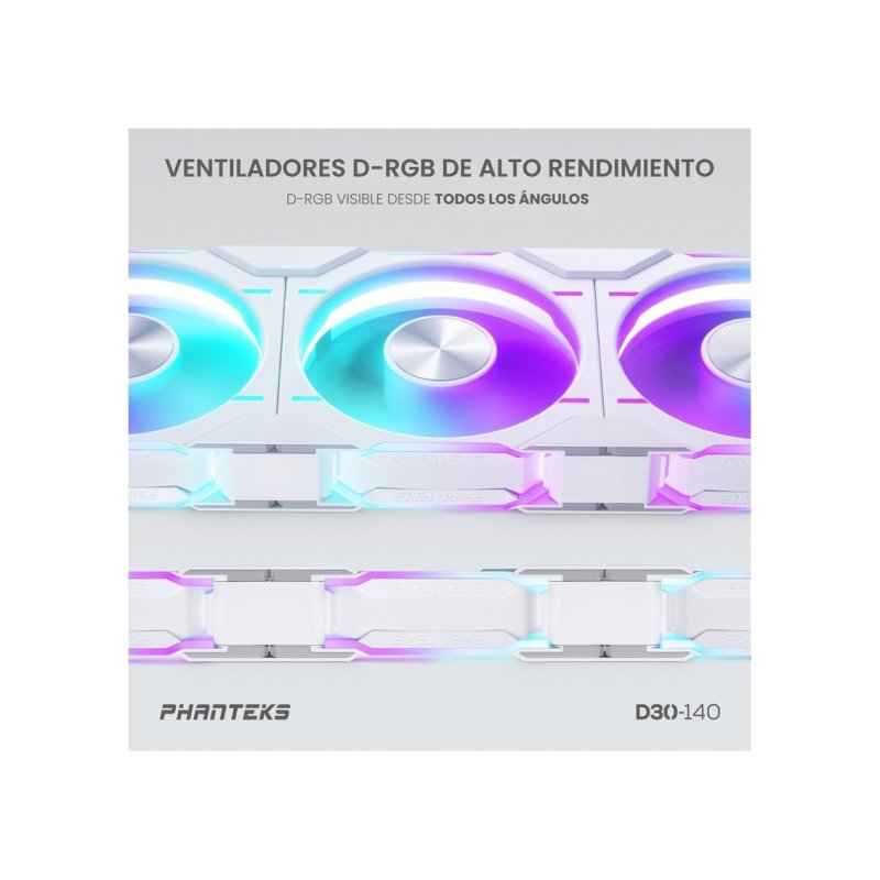 Detalle 2 de Phanteks D30-140 Ventilador 140 mm DRGB PWM Blanco 🖥