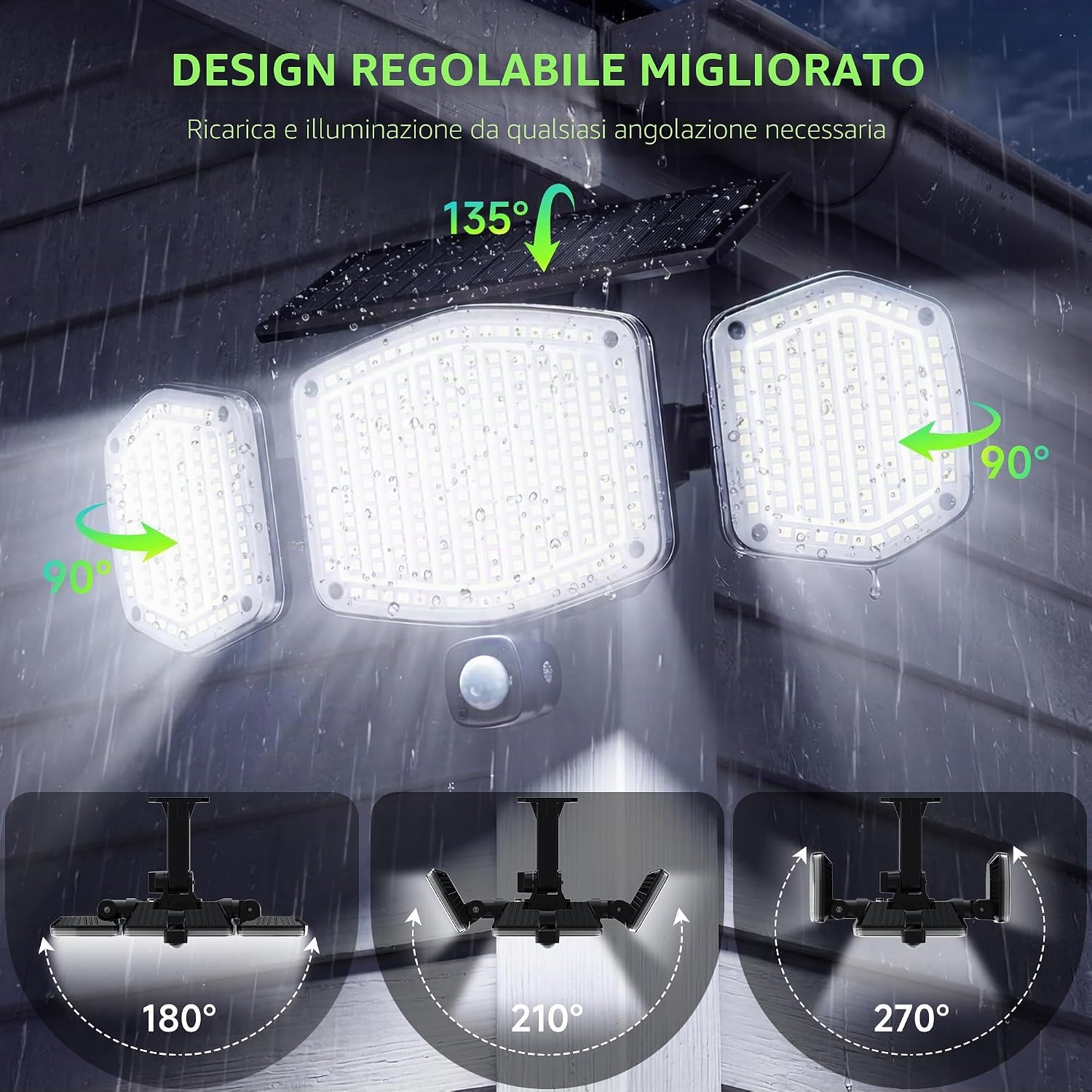 Thumbnail 5 de ARTINABS Luci Solari Esterno 426 LED – Faretto solare 270° IP65, 3 modalità, sensore di movimento, 6500K, 2 pezzi