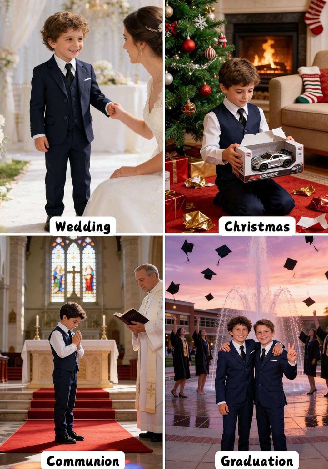 Thumbnail 4 de Visaccy Boys Slim Fit Suit Ring Bearer 14