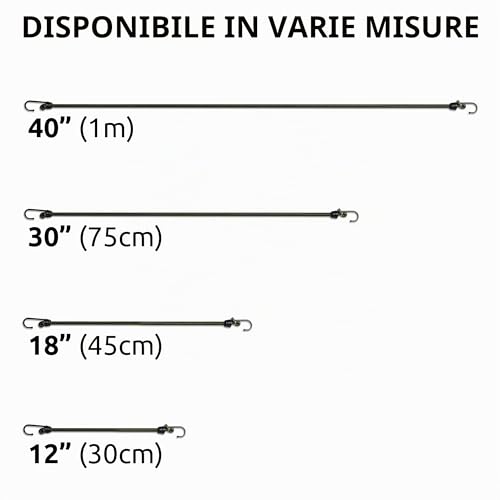 Detalle 2 de Pluvios Robusto 10 Pacco Corde Elastiche Bungee Resistenti per Campeggio e Lavori Fai da Te – 12"/18"/30"/40" 2 Anni di Garanzia