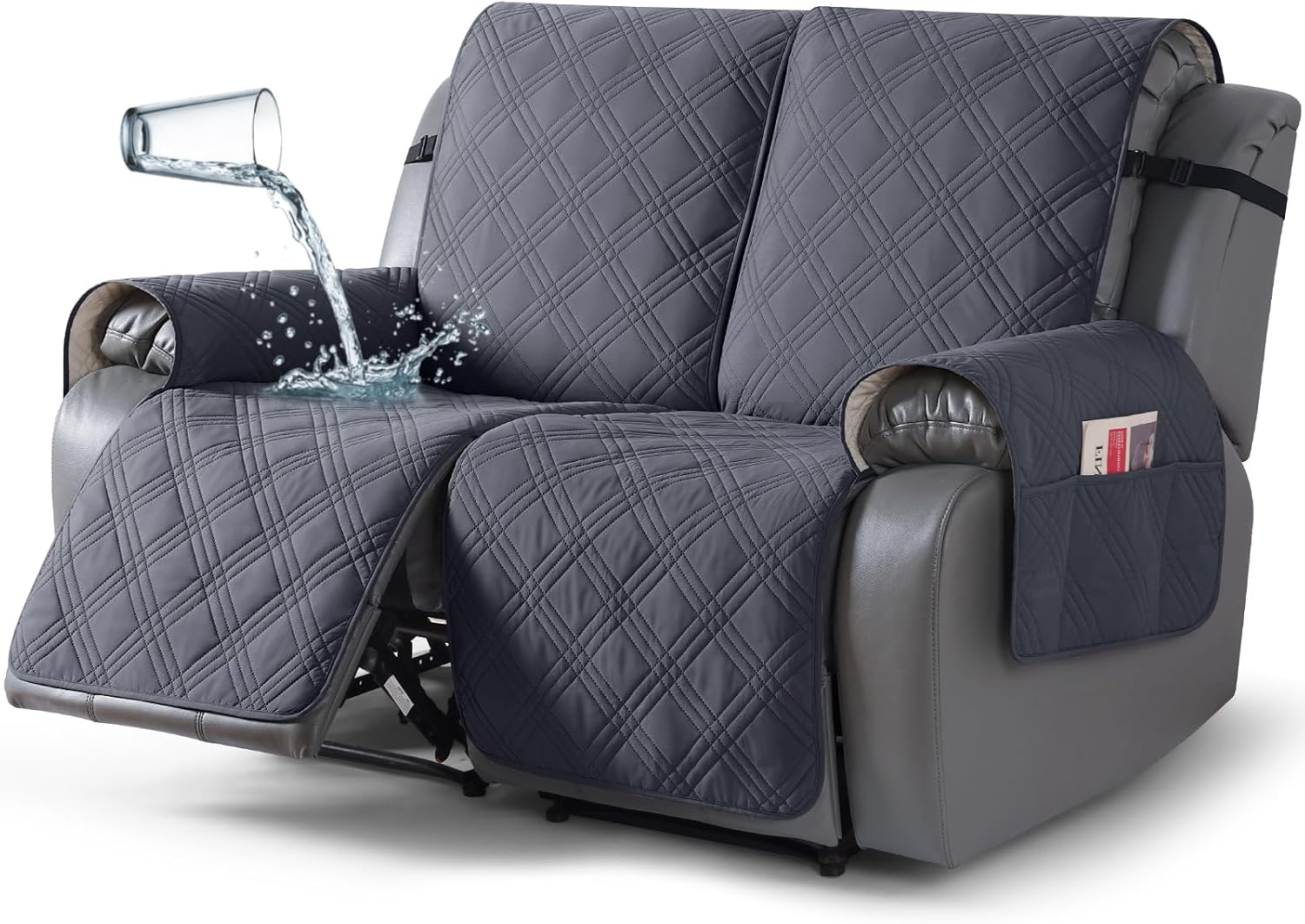 Detalle de TAOCOCO JS-CA-MRS-2ST-BG-1 Waterproof 2-Seater Recliner Cover, Dark Grey