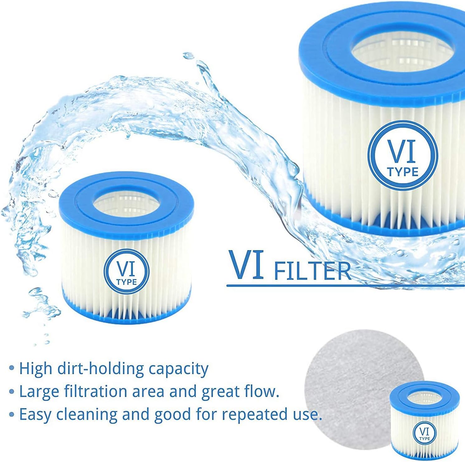 Thumbnail 2 de Mscomft VI Replacement Filter Cartridge for Pool – 8 Pack (VI Filter) for Bestway Flowclear