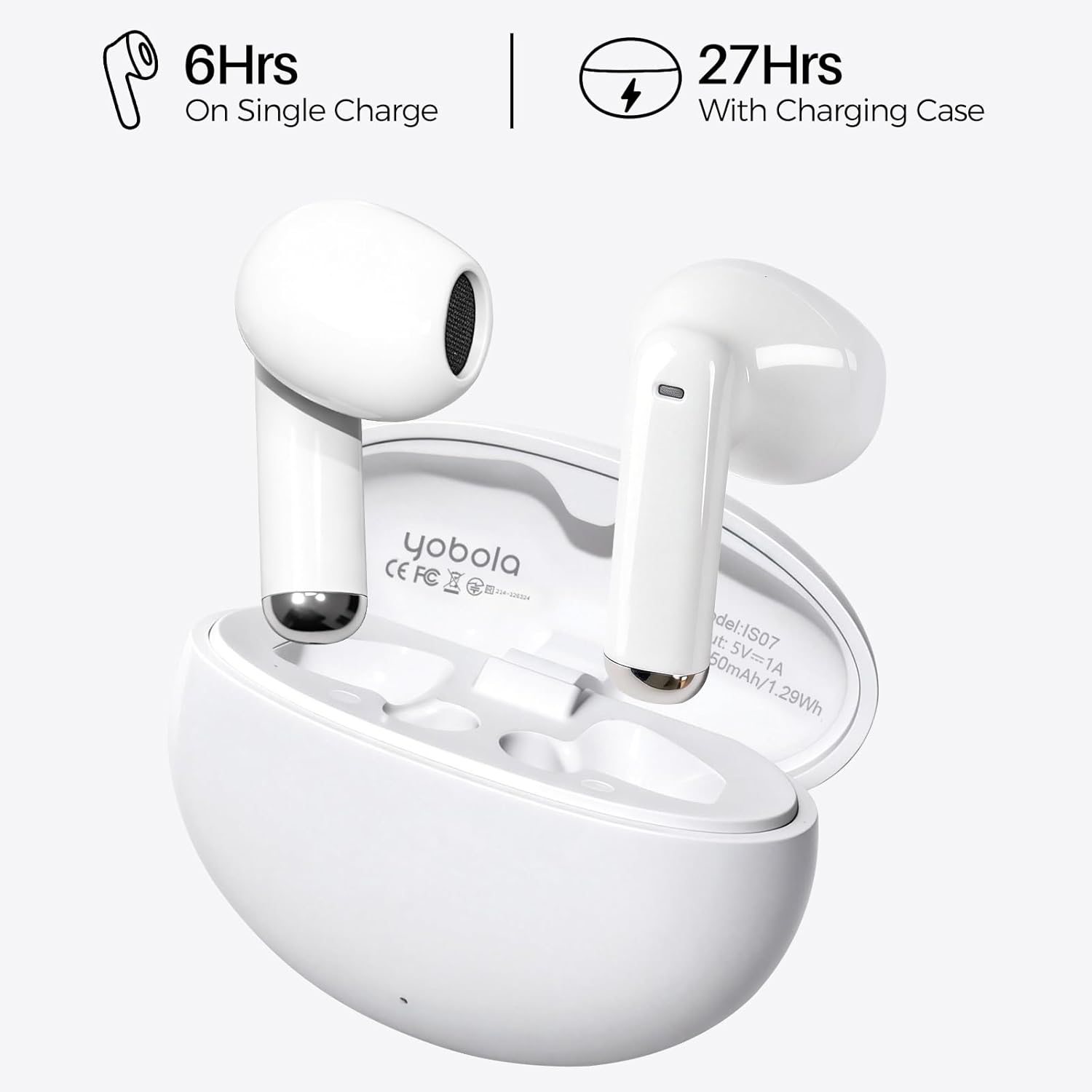 Detalle de yobola Kopfhörer Kabellos T2 Pro: Bluetooth 5.4 In-Ear mit 4 HD-Mikrofonen und IPX7 – zuverlässige Sound-Performance für Alltag und Sport