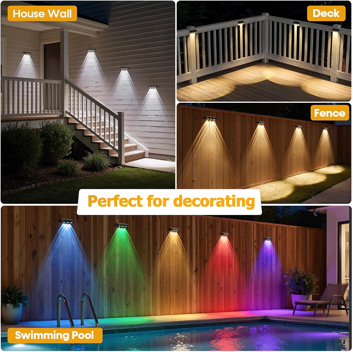 Thumbnail 6 de NIORSUN Solar Fence Lights, 6-Pack: RGB Outdoor Deck Lights with IP65 Waterproofing