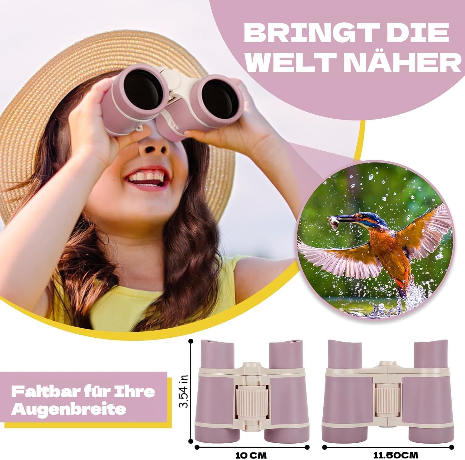 Detalle 2 de Kinderfernglas Rosa 3–8 Jahre mit Kompass