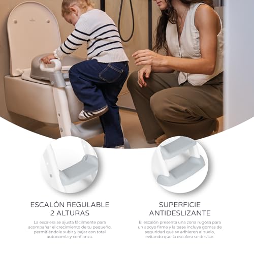 Detalle de MS BabyWorld – Adaptador WC con Escalera: asiento acolchado, altura ajustable y seguridad para aprender a usar el baño