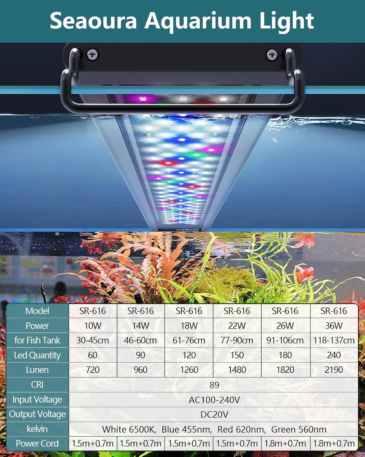 Detalle 2 de SEAOURA Aquarium LED Beleuchtung 10 W Vollspektrum