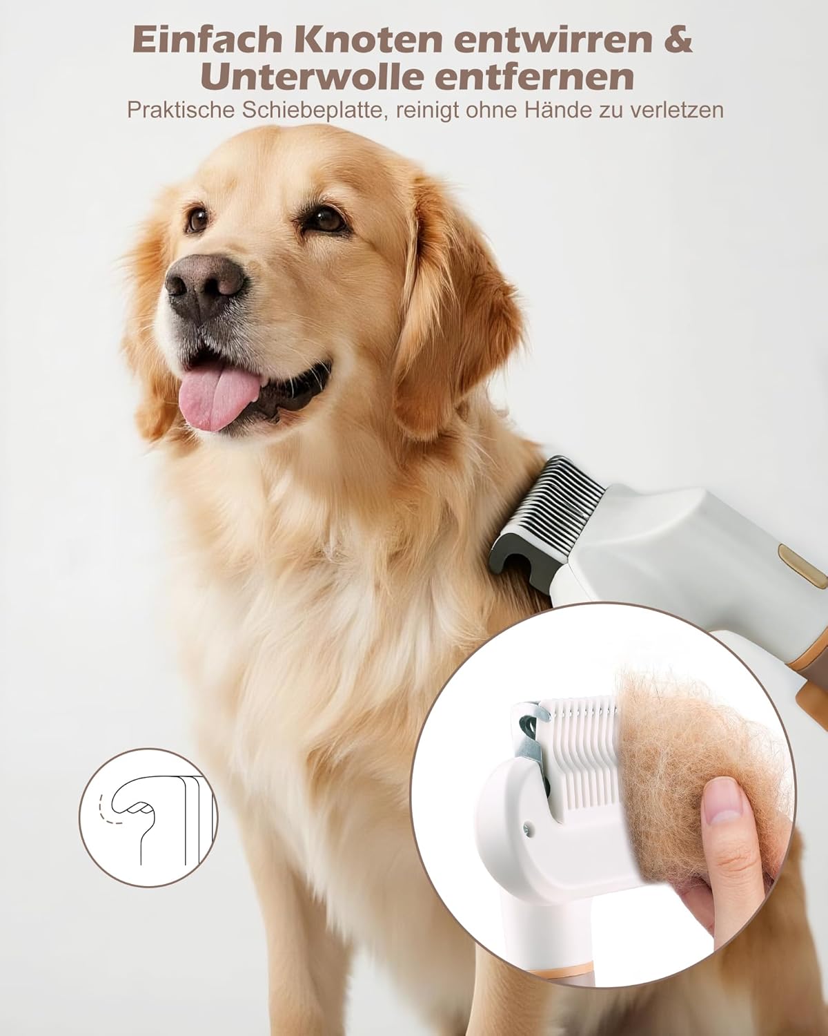 Detalle de Razobws 3-in-1 Katzenbürste für Langhaar & Hund – selbstreinigender Haarentferner, Entwirrkamm und Pflegebürste