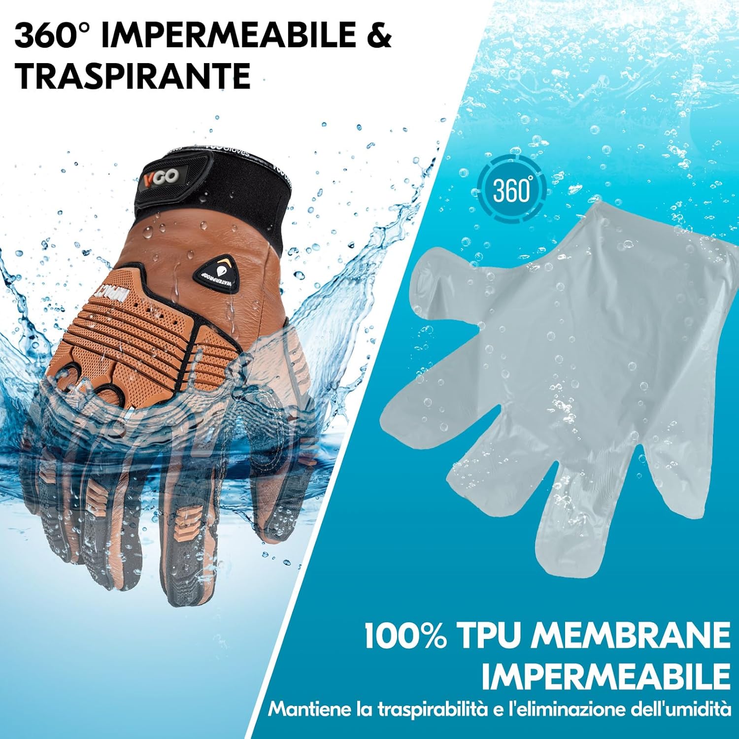 Thumbnail 2 de Vgo... Guanti da lavoro invernali impermeabili antifreddo Thinsulate 3M, antivibrazione