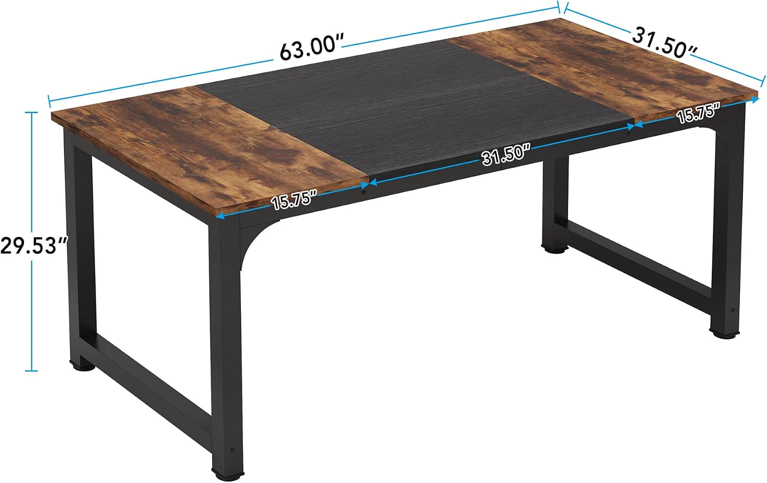 Detalle de LITTLE TREE Executive Office Desk, 31.5-Inch-Wide Desktop, Brown and Black