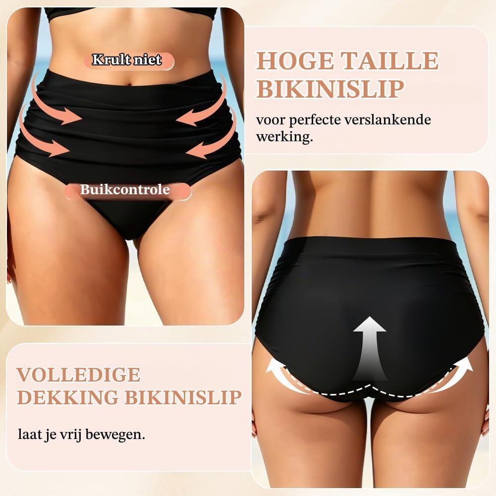 Thumbnail 3 de Bikinibroekje met hoge taille en ruches, 82% polyester en 18% elastaan