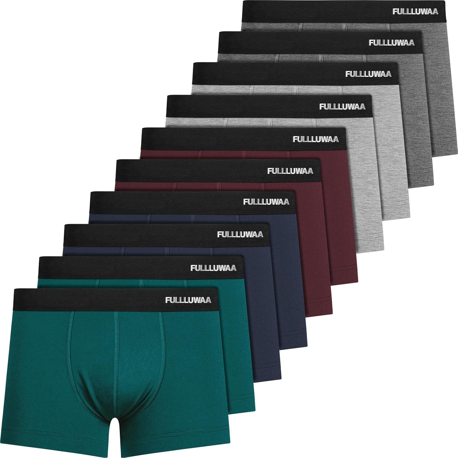 Detalle de Fullluwaa Men's Boxer Shorts Pack (10) – Cotton, Breathable, Soft & Scratch‑Free