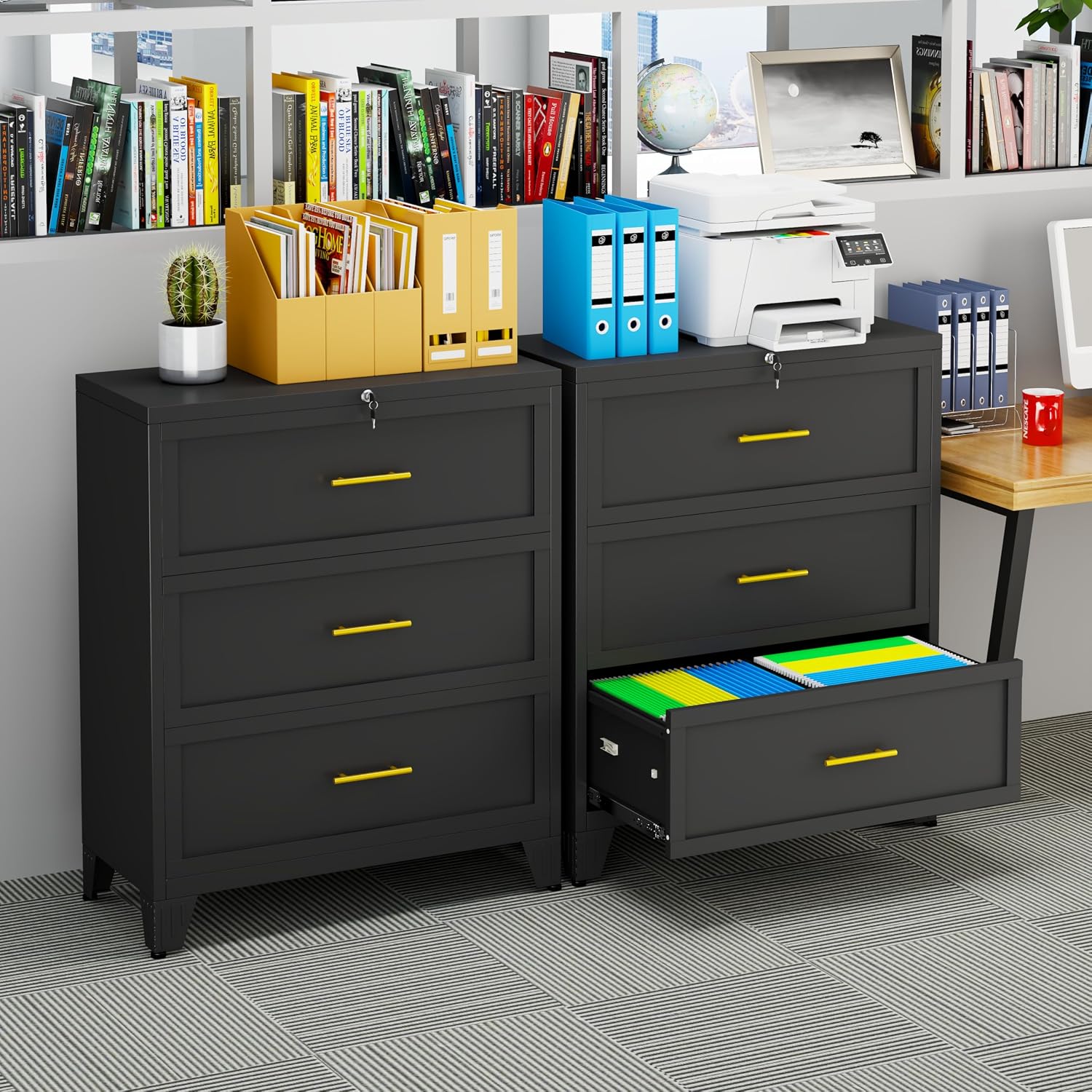Thumbnail 1 de baoliwo DRES-6VF-180B 3-Drawer Metal Lateral File Cabinet with Lock